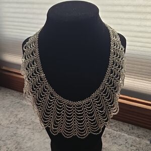 Elegant Silver Hand Beaded Necklace